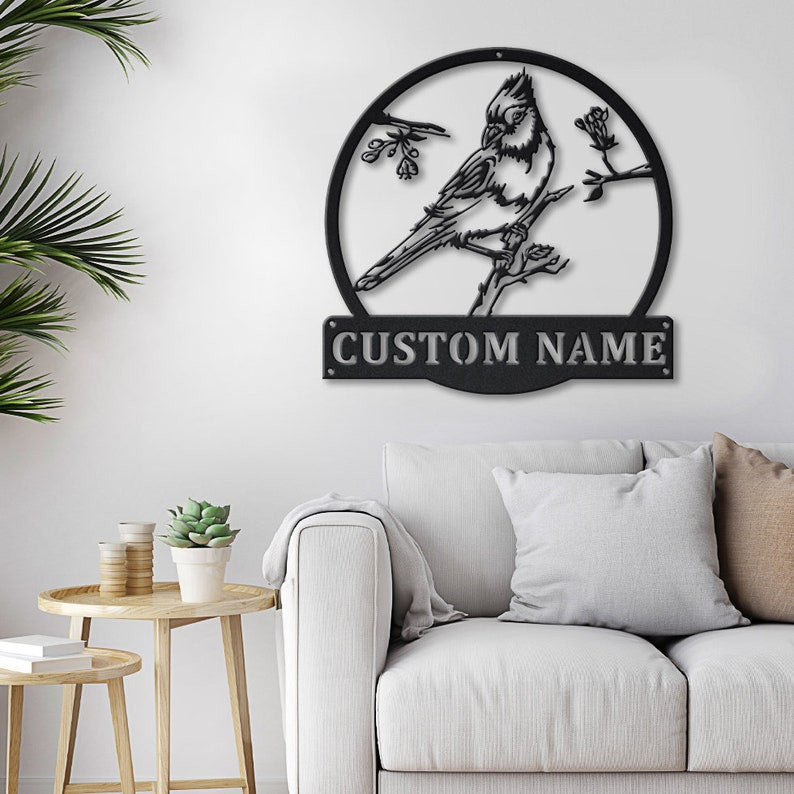 Personalized Blue Jay Bird Monogram Metal Sign Art Custom Blue Jay Bird Metal Sign Father's Day Gift Blue Jay Bird Gift
