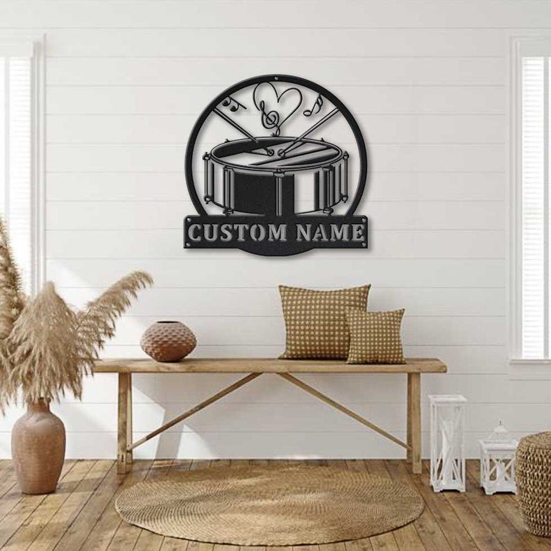Personalized Snare Drum Monogram Metal Sign Art Custom Snare Drum Monogram Metal Sign Birthday Gift Snare Drum Gift Music Gift