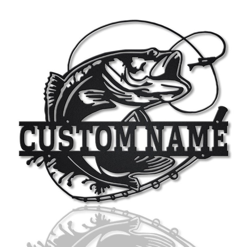 Personalized Bass Fishing Metal Sign Art v2 Custom Fishing Bass Metal Sign Fishing Bass Gifts for Men Fishing Bass Gift