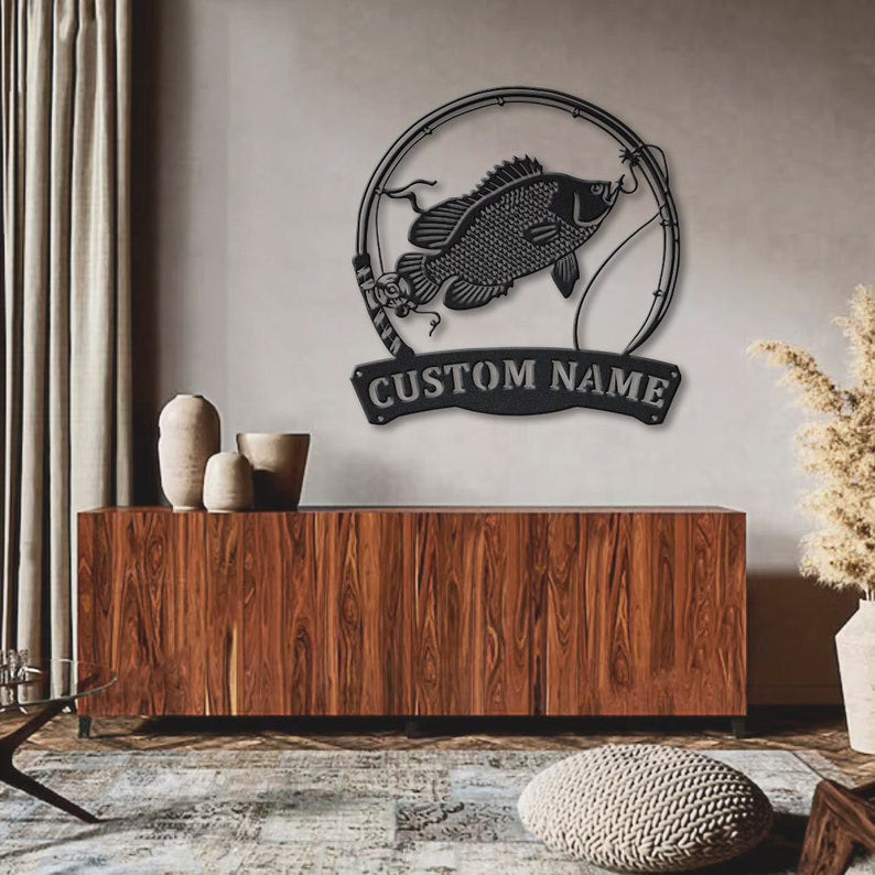 Personalized Tripletail Fishing Fish Pole Metal Sign WITH LED/WITHOUT LED Lights Custom Tripletail Metal Sign Hobbie Gifts Tripletail Fish Sign