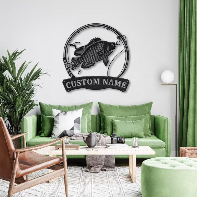 Personalized Tripletail Fishing Fish Pole Metal Sign WITH LED/WITHOUT LED Lights Custom Tripletail Metal Sign Hobbie Gifts Tripletail Fish Sign
