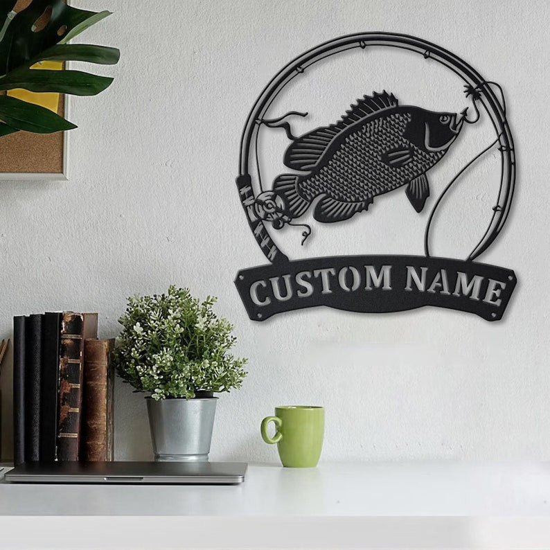 Personalized Tripletail Fishing Fish Pole Metal Sign WITH LED/WITHOUT LED Lights Custom Tripletail Metal Sign Hobbie Gifts Tripletail Fish Sign
