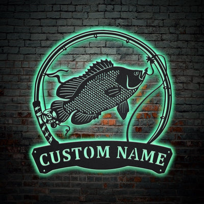 Personalized Tripletail Fishing Fish Pole Metal Sign WITH LED/WITHOUT LED Lights Custom Tripletail Metal Sign Hobbie Gifts Tripletail Fish Sign