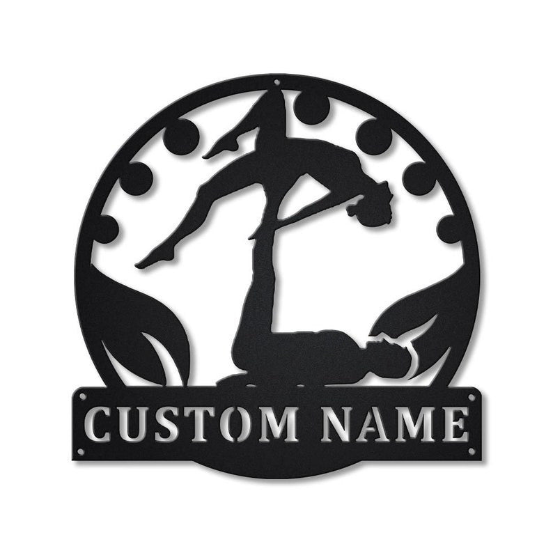 Personalized Acroyoga Monogram Metal Sign Art ,Custom Acroyoga Metal Sign, Acroyoga Lover Sign Decoration For Living Room