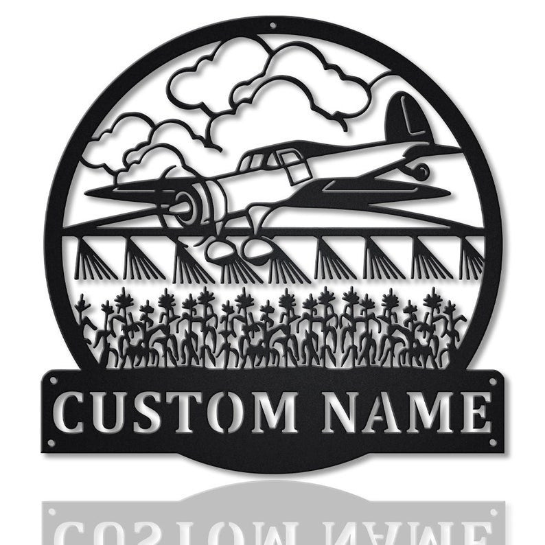 Personalized Spray Airplane Monogram Metal Sign WITH LED/WITHOUT LED Lights Custom Airplane Metal Sign Hobbie Gifts Birthday Gift Airplane Sign