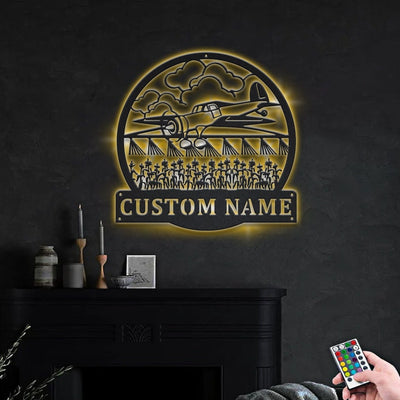 Personalized Spray Airplane Monogram Metal Sign WITH LED/WITHOUT LED Lights Custom Airplane Metal Sign Hobbie Gifts Birthday Gift Airplane Sign