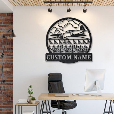 Personalized Spray Airplane Monogram Metal Sign WITH LED/WITHOUT LED Lights Custom Airplane Metal Sign Hobbie Gifts Birthday Gift Airplane Sign