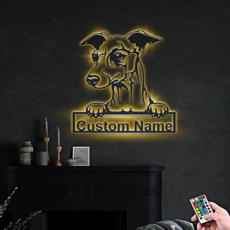 Personalized Italian Grayhound Dog Metal Sign WITH LED/WITHOUT LED Lights Custom Italian Grayhound Dog Sign Birthday Gift Italian Grayhound Sign