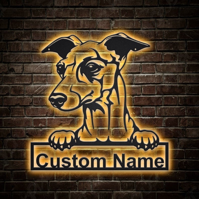 Personalized Italian Grayhound Dog Metal Sign WITH LED/WITHOUT LED Lights Custom Italian Grayhound Dog Sign Birthday Gift Italian Grayhound Sign