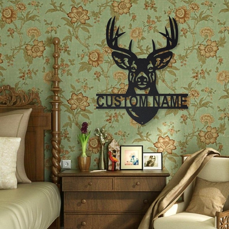Personalized Deer Hunting Monogram Metal Sign WITH LED/WITHOUT LED Lights Custom Deer Hunting Metal Sign Hobbie Gifts Birthday Gift Hungting Gift