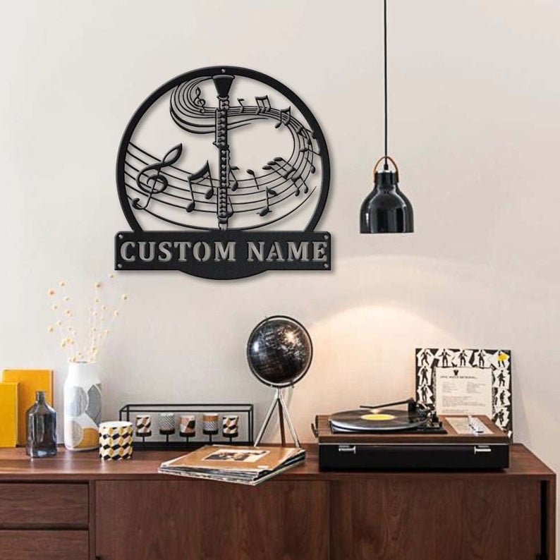 Personalized Clarinet Music Monogram Metal Sign WITH LED/WITHOUT LED Lights Custom Clarinet Music Metal Sign Birthday Gift Clarinet Gift