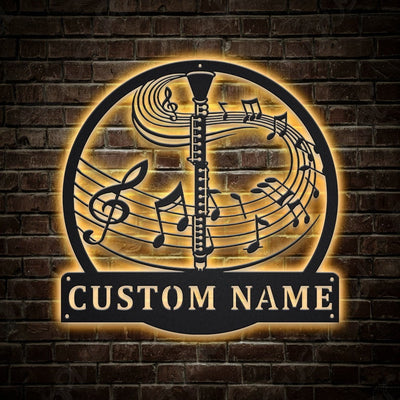 Personalized Clarinet Music Monogram Metal Sign WITH LED/WITHOUT LED Lights Custom Clarinet Music Metal Sign Birthday Gift Clarinet Gift