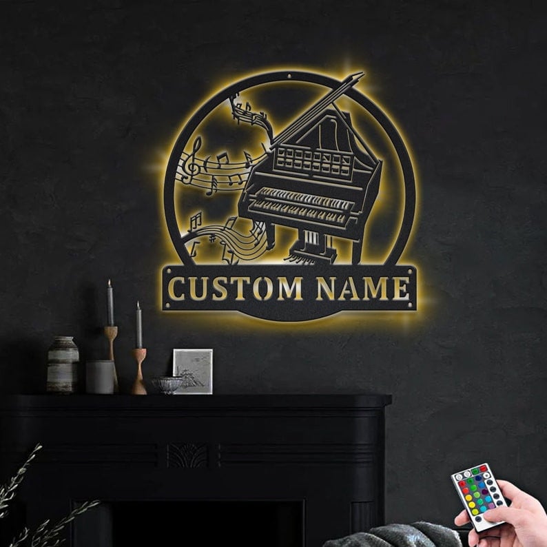 Personalized Harpsichord Music Metal Sign WITH LED/WITHOUT LED Lights Custom Harpsichord Metal Sign Birthday Gift Harpsichord Sign Music Sign