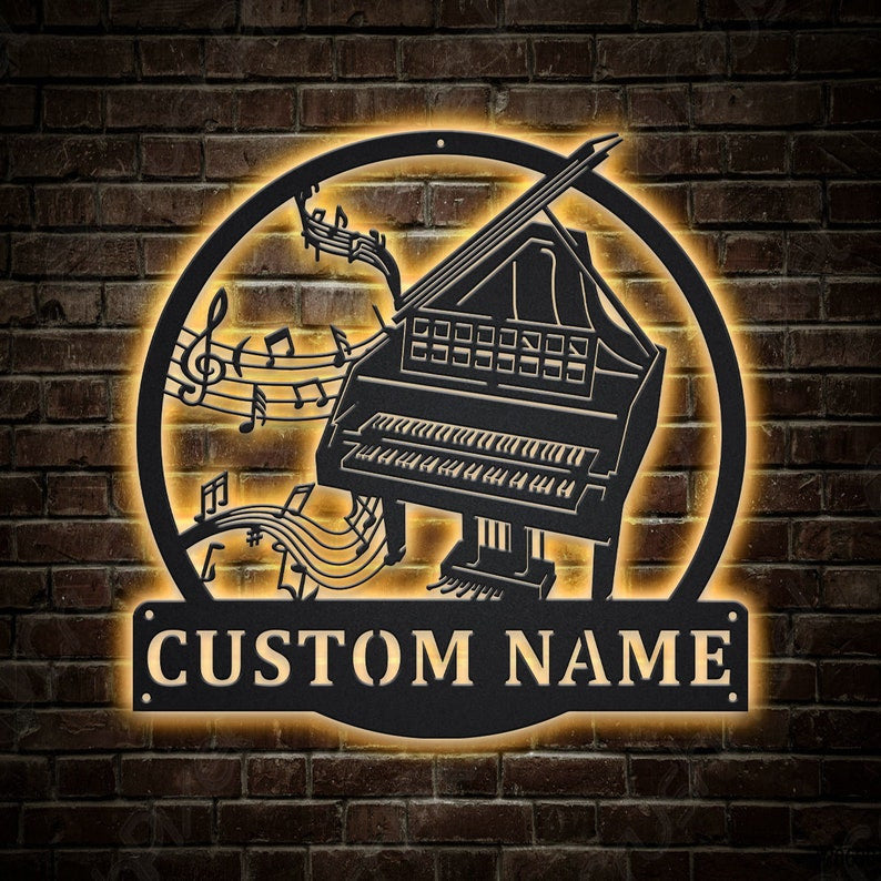 Personalized Harpsichord Music Metal Sign WITH LED/WITHOUT LED Lights Custom Harpsichord Metal Sign Birthday Gift Harpsichord Sign Music Sign