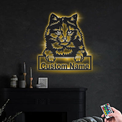 Personalized Tortoiseshell Cat Metal Sign WITH LED/WITHOUT LED Lights Custom Tortoiseshell Cat Metal Sign Birthday Gift Cat Sign