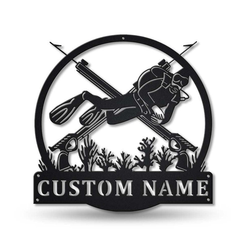 Personalized Spearfishing Sport Metal Sign WITH LED/WITHOUT LED Lights Custom Spearfishing Sport Metal Sign Spearfishing Sport Custom Home Decor