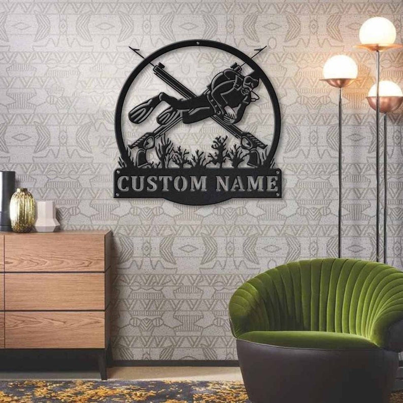 Personalized Spearfishing Sport Metal Sign WITH LED/WITHOUT LED Lights Custom Spearfishing Sport Metal Sign Spearfishing Sport Custom Home Decor