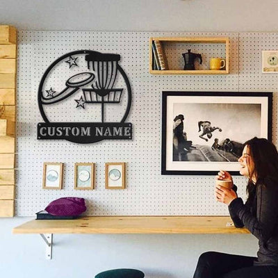 Personalized Disc Golf Sport Monogram Metal Sign Art Custom Disc Golf Sport Metal Sign Hobbie Gifts Sport Gift Birthday Gift