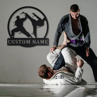 Personalized Brazilian Jiu Jitsu Monogram Metal Sign Art v6 Custom Jiu Jitsu Metal Sign Hobbie Gifts Sport Gift Birthday Gift