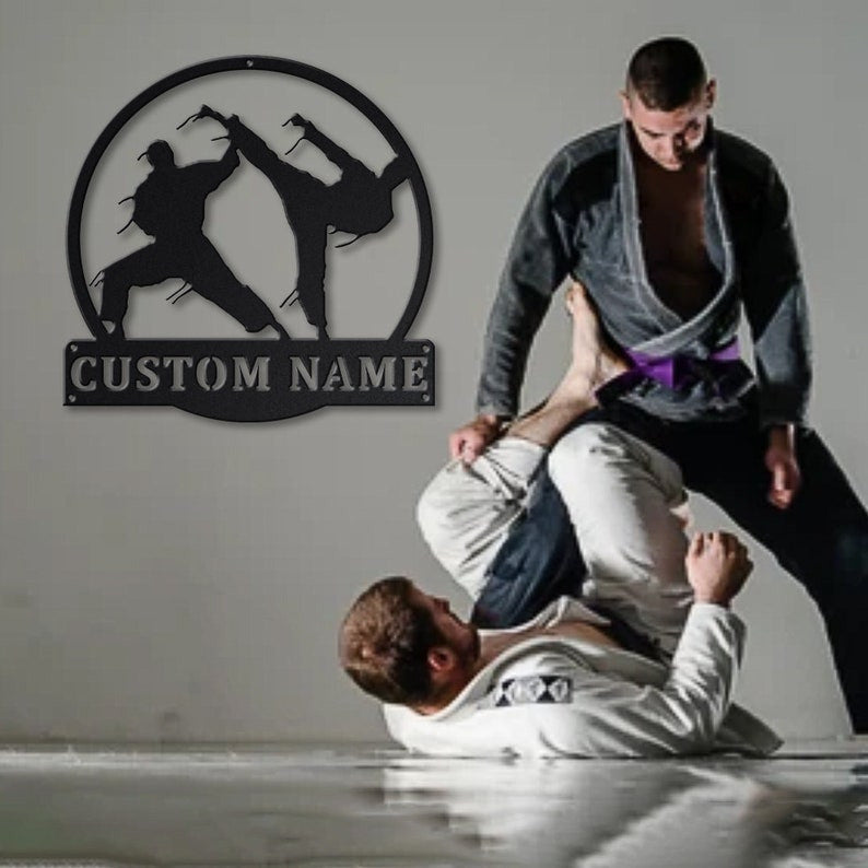 Personalized Brazilian Jiu Jitsu Monogram Metal Sign Art v6 Custom Jiu Jitsu Metal Sign Hobbie Gifts Sport Gift Birthday Gift