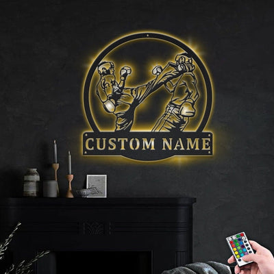 Personalized Kickboxing Sport Metal Sign WITH LED/WITHOUT LED Lights Custom Kickboxing Sport Metal Sign Birthday Gift Kickboxing Sport Sign