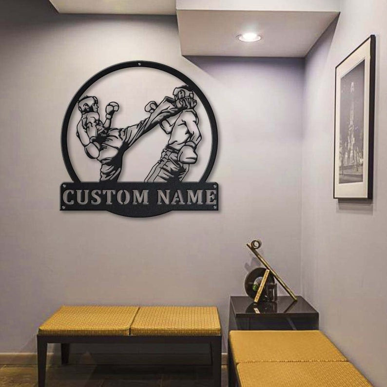 Personalized Kickboxing Sport Metal Sign WITH LED/WITHOUT LED Lights Custom Kickboxing Sport Metal Sign Birthday Gift Kickboxing Sport Sign