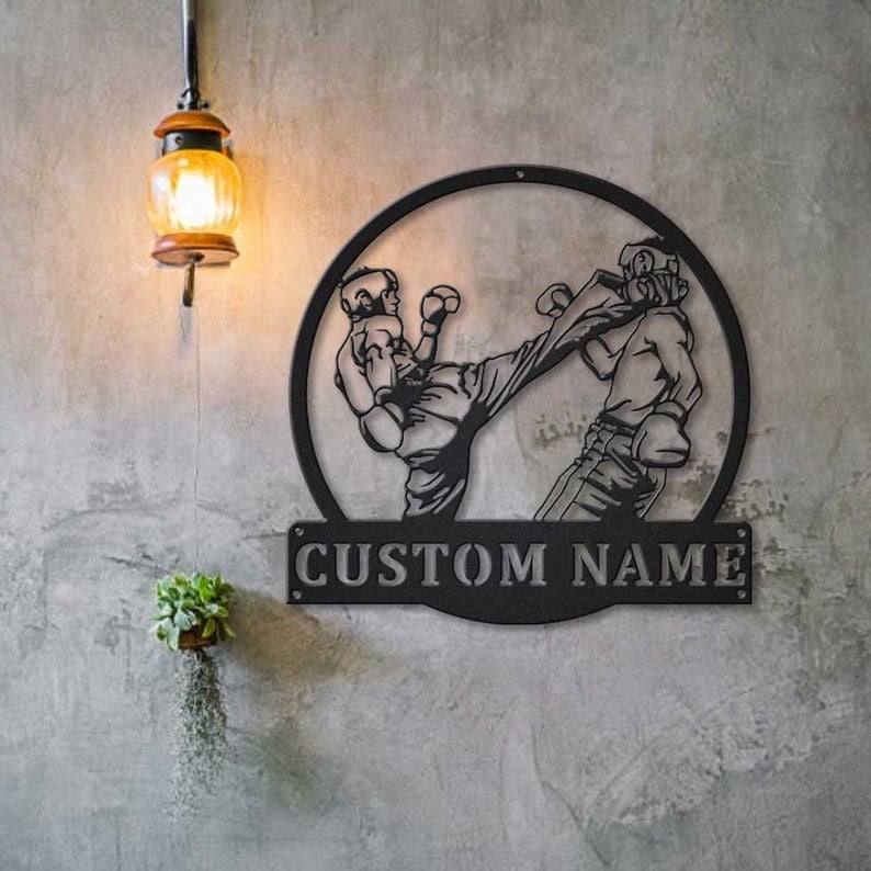 Personalized Kickboxing Sport Metal Sign WITH LED/WITHOUT LED Lights Custom Kickboxing Sport Metal Sign Birthday Gift Kickboxing Sport Sign