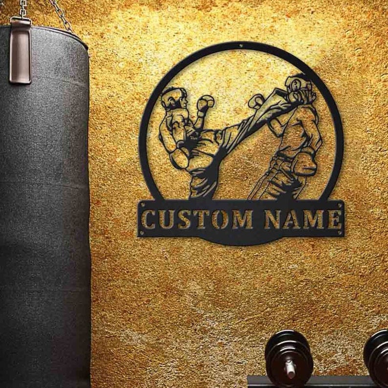 Personalized Kickboxing Sport Metal Sign WITH LED/WITHOUT LED Lights Custom Kickboxing Sport Metal Sign Birthday Gift Kickboxing Sport Sign