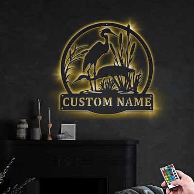 Personalized Herons Bird Monogram Metal Sign WITH LED/WITHOUT LED Lights Custom Herons Bird Metal Sign Hobbie Gifts Birthday Gift Herons Sign