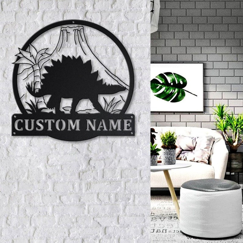 Personalized Stegosaurus Animal Metal Sign Art Custom Stegosaurus Metal Sign Animal Funny Father's Day Gift Birthday Gift
