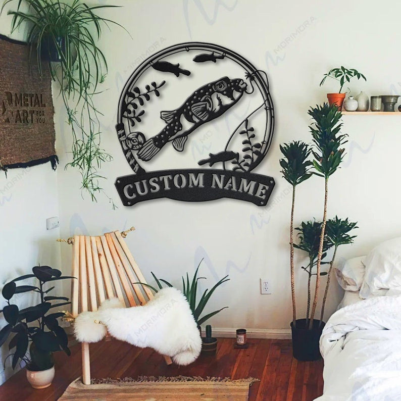 Personalized Puffer Fishing Fish Pole Metal Sign Art Custom Puffer Fishing Fishing Metal Sign Puffer Fishing Gift