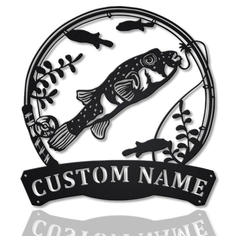 Personalized Puffer Fishing Fish Pole Metal Sign Art Custom Puffer Fishing Fishing Metal Sign Puffer Fishing Gift