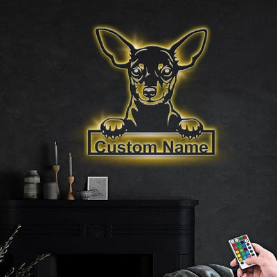Personalized Miniature Pinscher Dog Metal Sign WITH LED/WITHOUT LED Lights Custom Miniature Pinscher Metal Sign , Birthday Gift Miniature Pinscher Sign