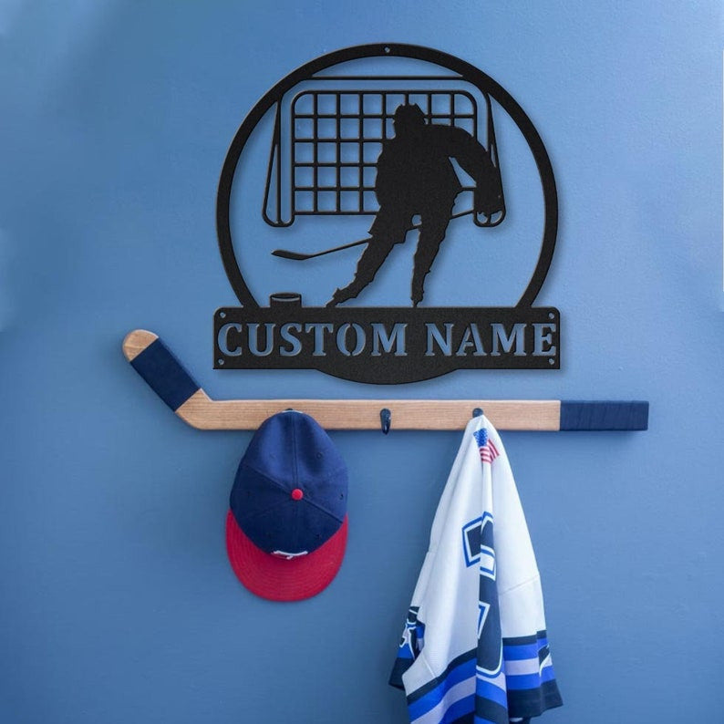 Personalized Hockey Name Monogram Metal Sign Art ,Custom Hockey Name Metal Sign, Hockey Name Lover Sign Decoration For Living Room