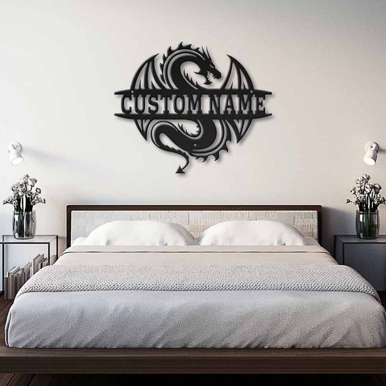 Personalized Dragon Metal Sign WITH LED/WITHOUT LED Lights Custom Dragon Metal Sign Hobbie Gifts Birthday Gift Dragon Sign