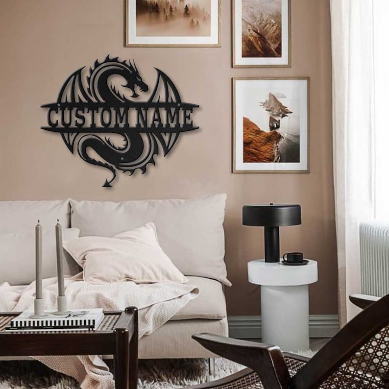 Personalized Dragon Metal Sign WITH LED/WITHOUT LED Lights Custom Dragon Metal Sign Hobbie Gifts Birthday Gift Dragon Sign