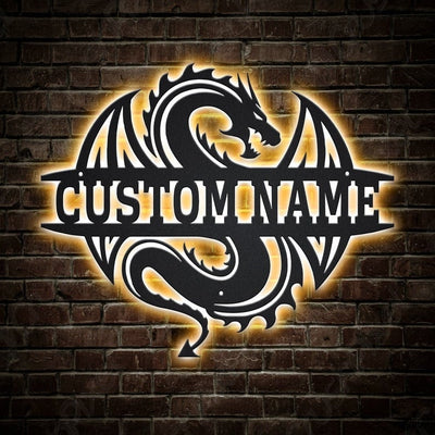 Personalized Dragon Metal Sign WITH LED/WITHOUT LED Lights Custom Dragon Metal Sign Hobbie Gifts Birthday Gift Dragon Sign