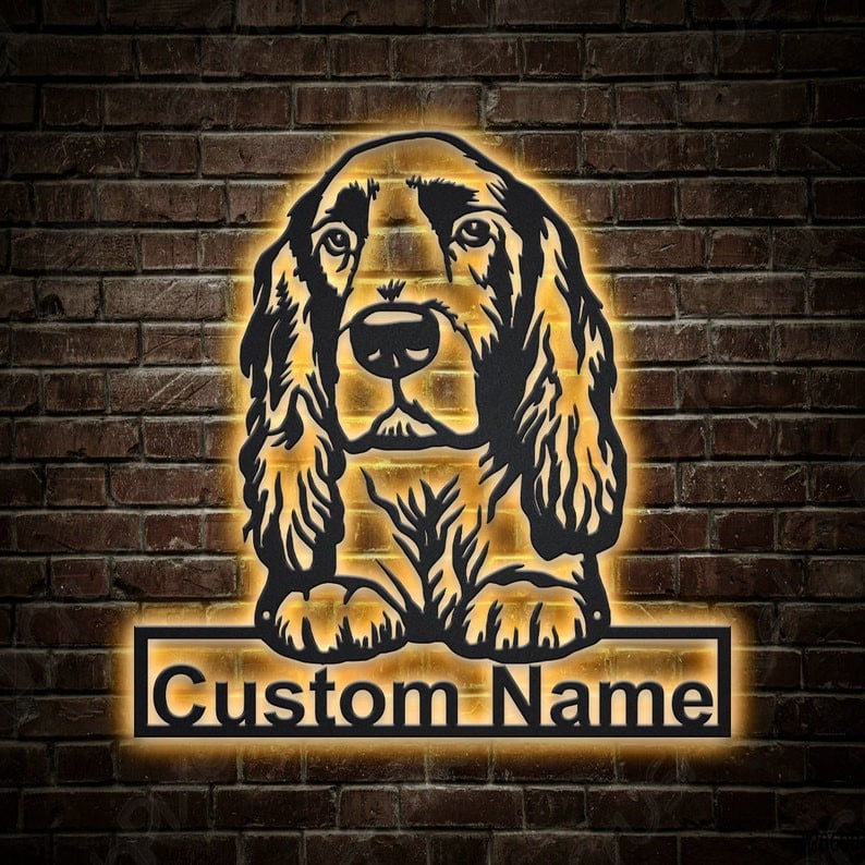 Personalized Field Spaniel Dog Metal Sign WITH LED/WITHOUT LED Lights Custom Field Spaniel Sign Birthday Gift Field Spaniel Dog Sign