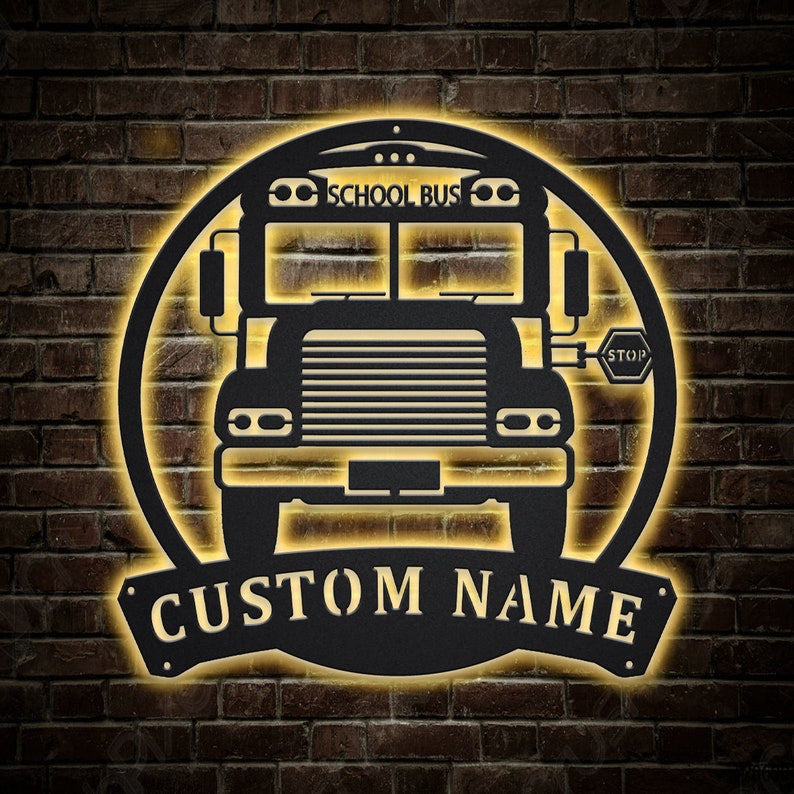 Personalized School Bus Driver Monogram Metal Sign WITH LED/WITHOUT LED Lights Custom Bus Driver Metal Sign Birthday Gift School Bus Sign