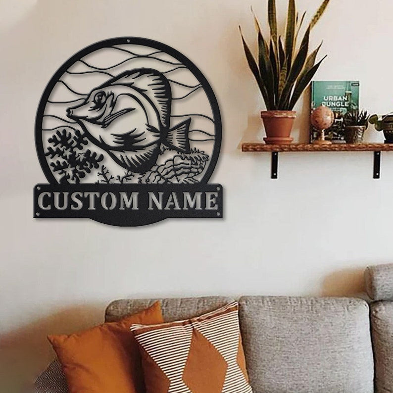 Personalized Yellow Tang Fish Metal Sign Art Custom Yellow Tang Fish Metal Sign Fishing Gift Beach Funny