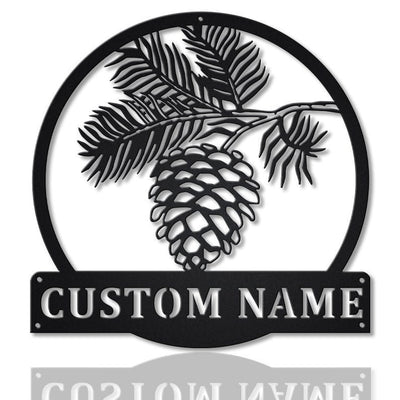 Personalized Pinecone Monogram Metal Sign WITH LED/WITHOUT LED Lights Custom Pinecone Metal Sign Pinecone Gift Wedding Gift