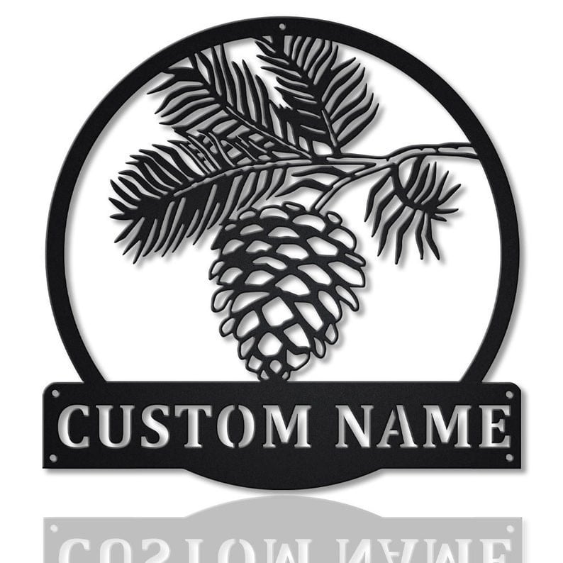 Personalized Pinecone Monogram Metal Sign WITH LED/WITHOUT LED Lights Custom Pinecone Metal Sign Pinecone Gift Wedding Gift