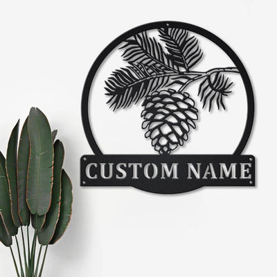 Personalized Pinecone Monogram Metal Sign WITH LED/WITHOUT LED Lights Custom Pinecone Metal Sign Pinecone Gift Wedding Gift