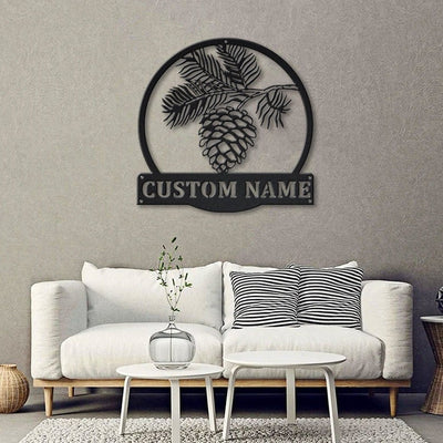 Personalized Pinecone Monogram Metal Sign WITH LED/WITHOUT LED Lights Custom Pinecone Metal Sign Pinecone Gift Wedding Gift