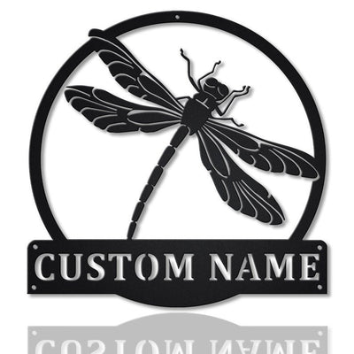 Personalized Dragonfly Monogram Metal Sign Art Metal Wall Art Custom Dragonfly Metal Sign Housewarming Outdoor Metal Sign