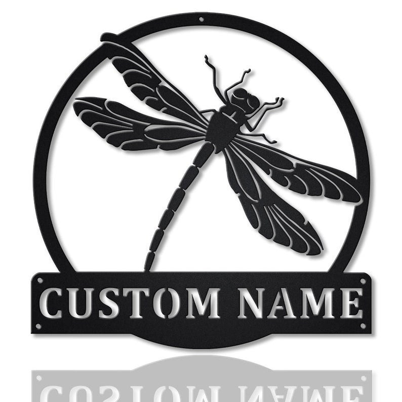 Personalized Dragonfly Monogram Metal Sign Art Metal Wall Art Custom Dragonfly Metal Sign Housewarming Outdoor Metal Sign