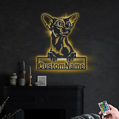 Personalized Oriental Shorthair Cat Metal Sign WITH LED/WITHOUT LED Lights Custom Oriental Shorthair Cat Metal Sign Birthday Gift Cat Sign