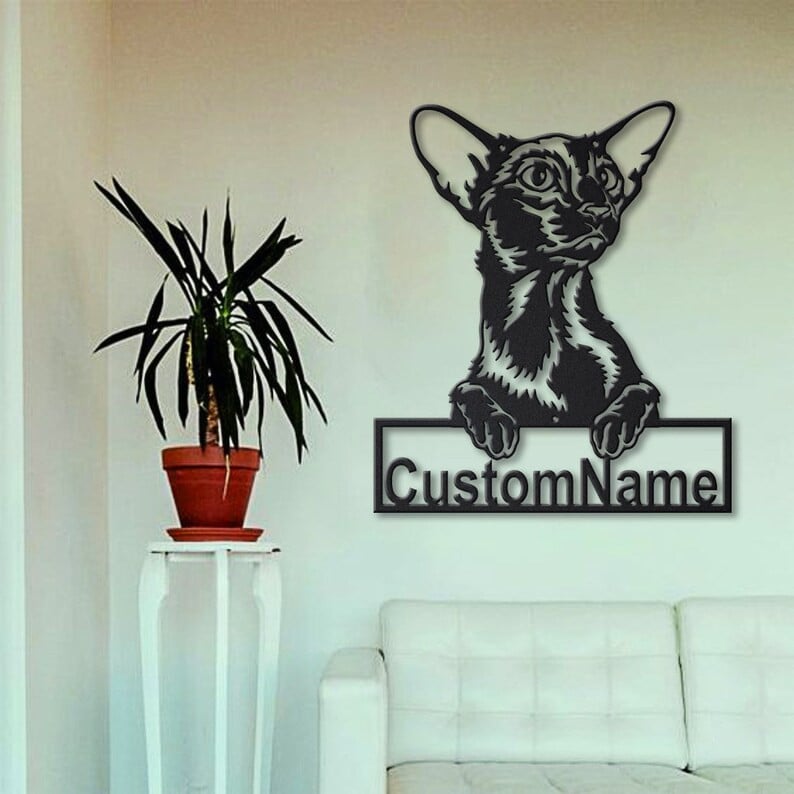 Personalized Oriental Shorthair Cat Metal Sign WITH LED/WITHOUT LED Lights Custom Oriental Shorthair Cat Metal Sign Birthday Gift Cat Sign