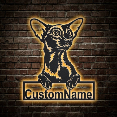 Personalized Oriental Shorthair Cat Metal Sign WITH LED/WITHOUT LED Lights Custom Oriental Shorthair Cat Metal Sign Birthday Gift Cat Sign