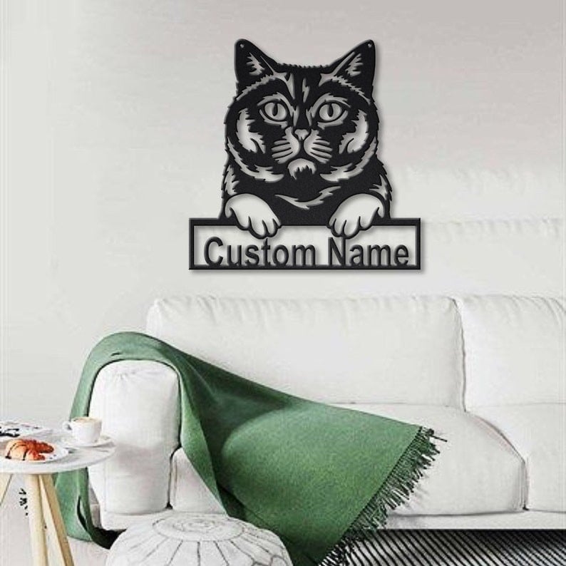 Personalized British Shorthair Cat Metal Sign Art Custom British Shorthair Cat Metal Sign Father's Day Gift Pets Gift Birthday Gift